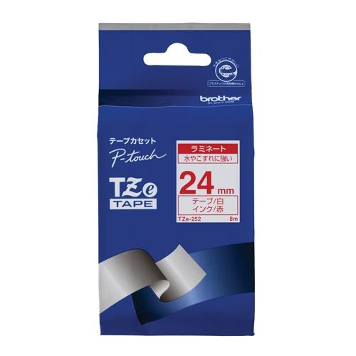 文字テープ TZe-252白に赤文字 24mm ブラザー