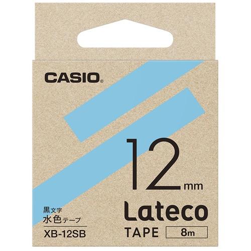 ラテコ専用テープ XB-12SB 水色に黒文字 カシオ計算機
