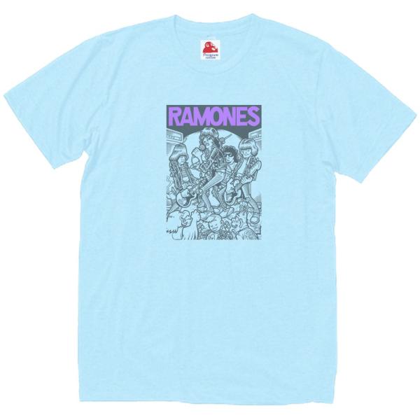 ラモーンズ Ramones　音楽Tシャツ ロックTシャツ バンドTシャツ　ライトブルー