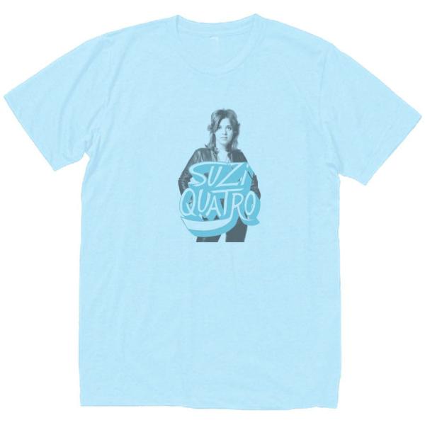 SUZI QUATRO  スージー クアトロ　音楽Tシャツ ロックTシャツ バンドTシャツ　ライトブ...