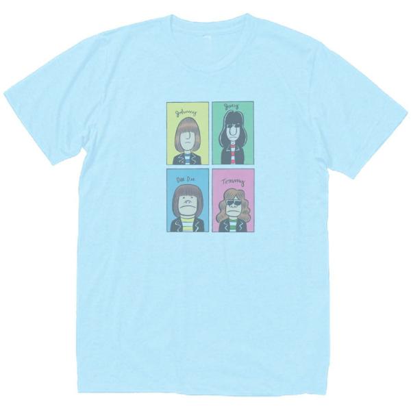 ラモーンズ Ramones　音楽Tシャツ ロックTシャツ バンドTシャツ　ライトブルー