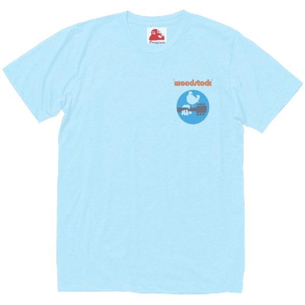 WoodStock ウッドストック　音楽Tシャツ ロックTシャツ バンドTシャツ　ライトブルー