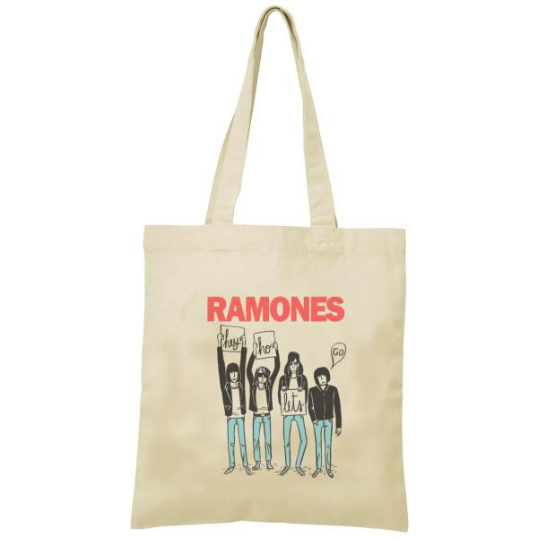 RAMONES　トートバッグ　キャンバス　12oz 綿100％　ナチュラル色　音楽　バンド　シネマ　...