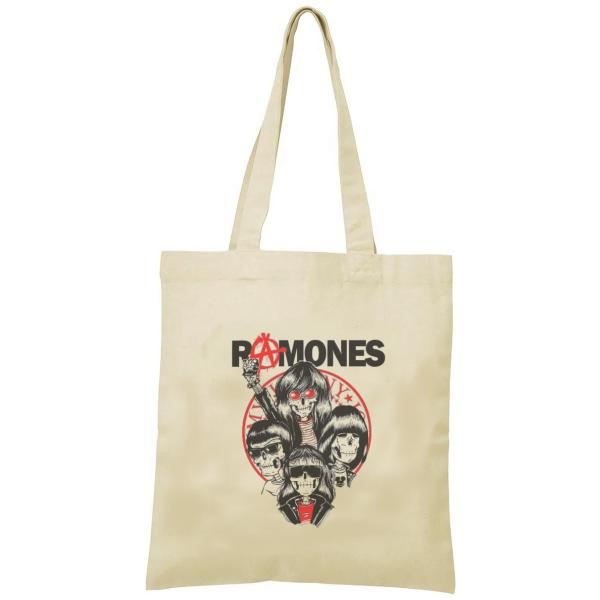 RAMONES　トートバッグ　キャンバス　12oz 綿100％　ナチュラル色　音楽　バンド　シネマ　...