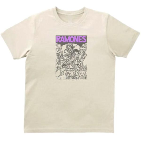 ラモーンズ Ramones　音楽Tシャツ ロックTシャツ バンドTシャツ　ライトベージュ