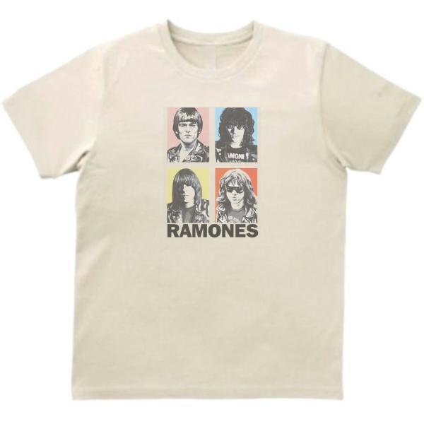 ラモーンズ RAMONES　音楽Tシャツ ロックTシャツ バンドTシャツ　ライトベージュ