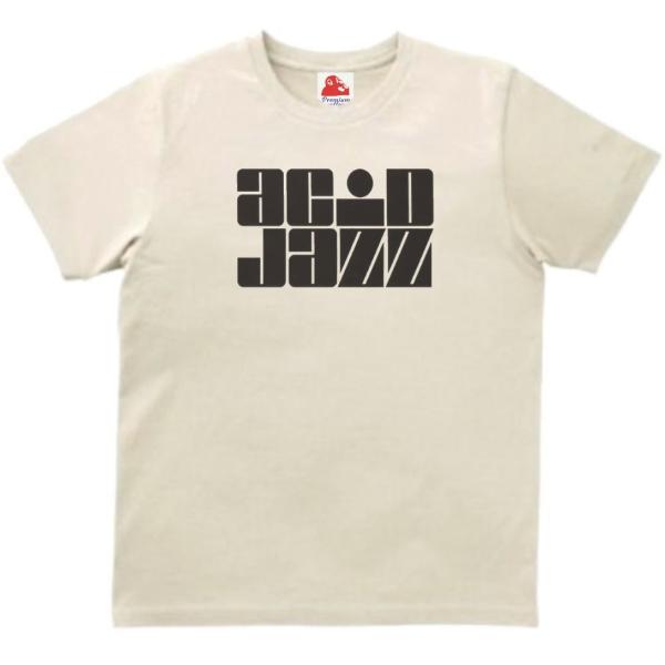 アシッドジャズ acid jazz　音楽Tシャツ ロックTシャツ バンドTシャツ　ライトベージュ
