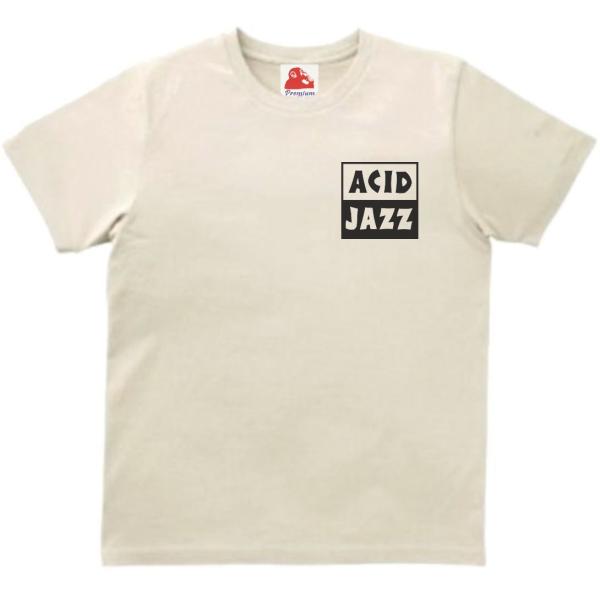 アシッドジャズ acid jazz　音楽Tシャツ ロックTシャツ バンドTシャツ　ライトベージュ