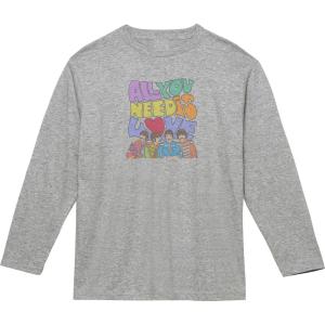 ALL NEED IS LOVE オール　ニード　イズ　ラブ　音楽Tシャツ ロックTシャツ バンドTシャツ 長袖Tシャツ ロングスリーブ　グレー｜shinseitech