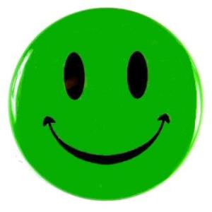 缶バッジ　スマイル　緑　38ｍｍ　ピンバッジ