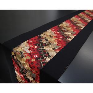 包装済み】箱入り 和文様 リバーシブル仕様 和風テーブルランナー 帯風