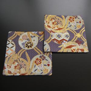 和風コースター 帯の様な華やかさ 高級感ある金襴織物(雅)2枚セット