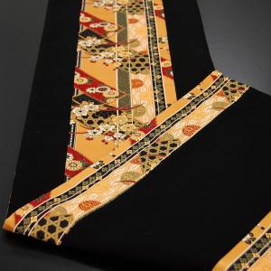 【1点もの】黒地に扇文様の高級帯テーブルランナー 1点もの】黒地に扇文様の高級帯テーブルランナー 1点もの】黒地