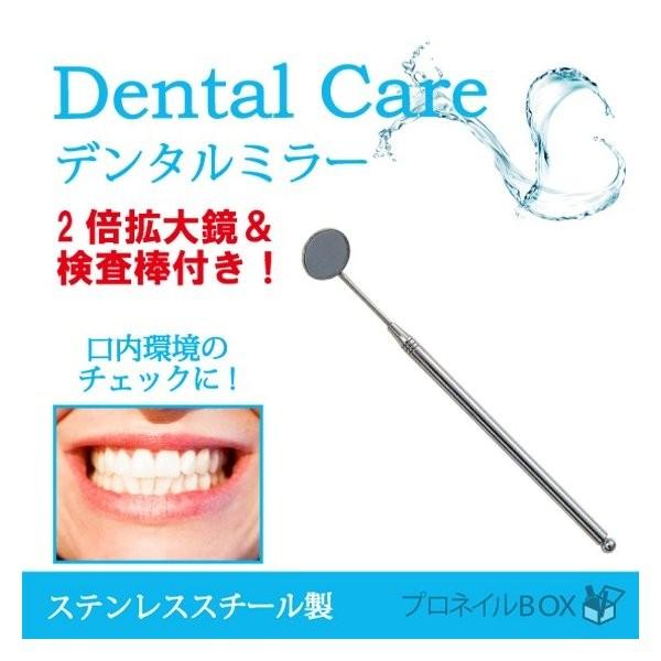 ステンレス製デンタルミラー 2倍拡大鏡 検査棒付き 歯鏡  虫歯予防 歯槽膿漏 歯石 ヤニ 取り用 ...