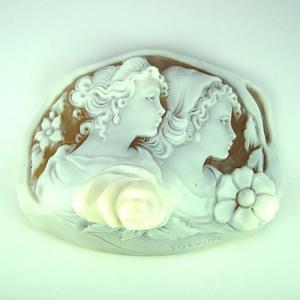 特大 シェルカメオ 手彫り 60×79mm ジュエリールース df451