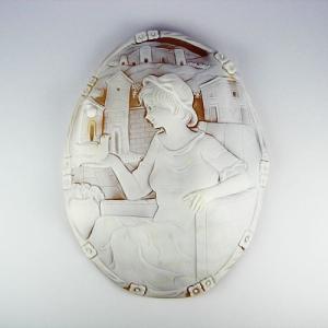 特大 シェルカメオ 手彫り 60×79mm ジュエリールース df451