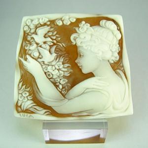 特大 シェルカメオ 手彫り 60×79mm ジュエリールース df451