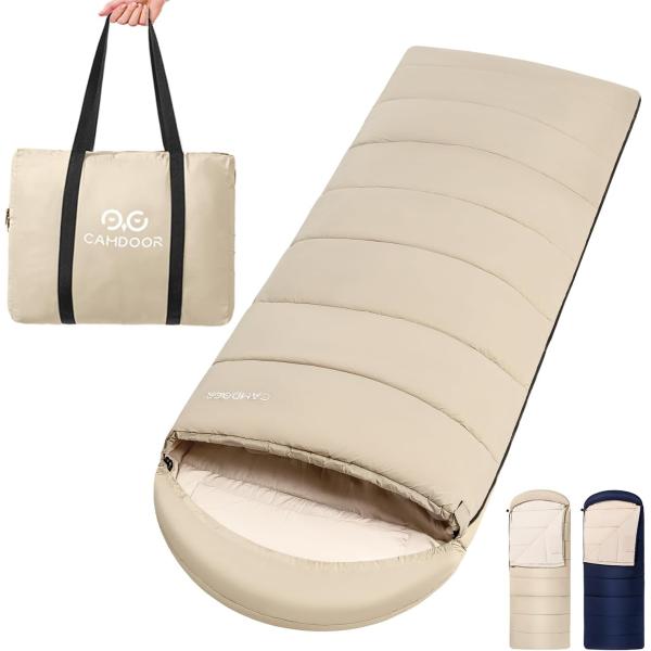 寝袋 冬用 最強 夏用 封筒型 3500g 【Camdoor】シュラフ もっちり温 -25℃ 登山 ...