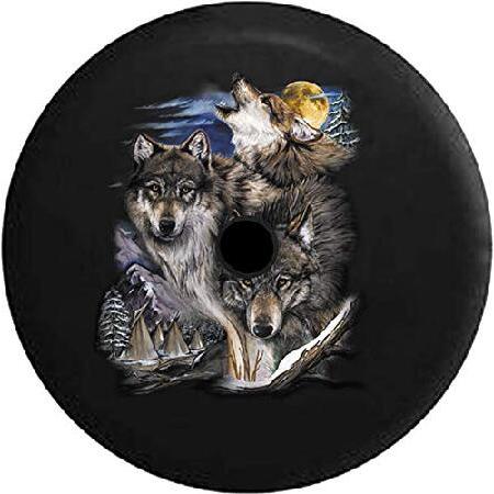 JL Spare Tire Cover Pack White Grey Wild Wolves in...