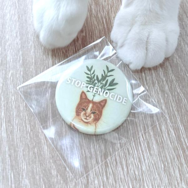 パレスチナ支援「アイーダ」缶バッジ　坂本千明 STOP GENOCIDE 【同梱A】