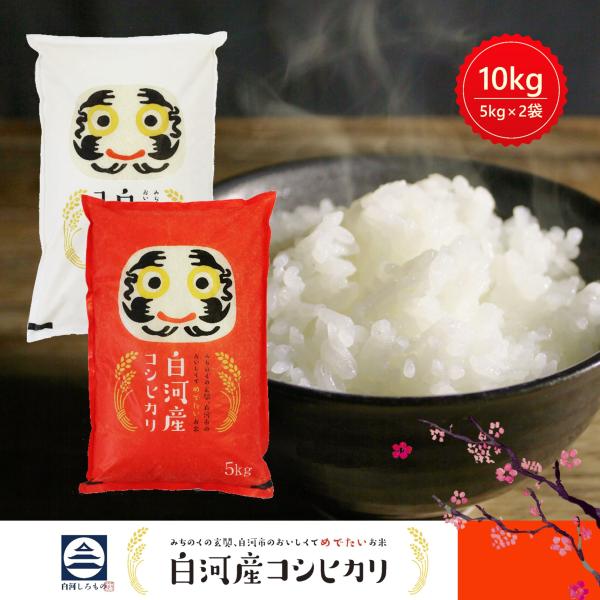 米 10kg 白河産コシヒカリ 送料無料 福島県産 だるま 令和5年度 5キロ 白米 精米 お米 5...