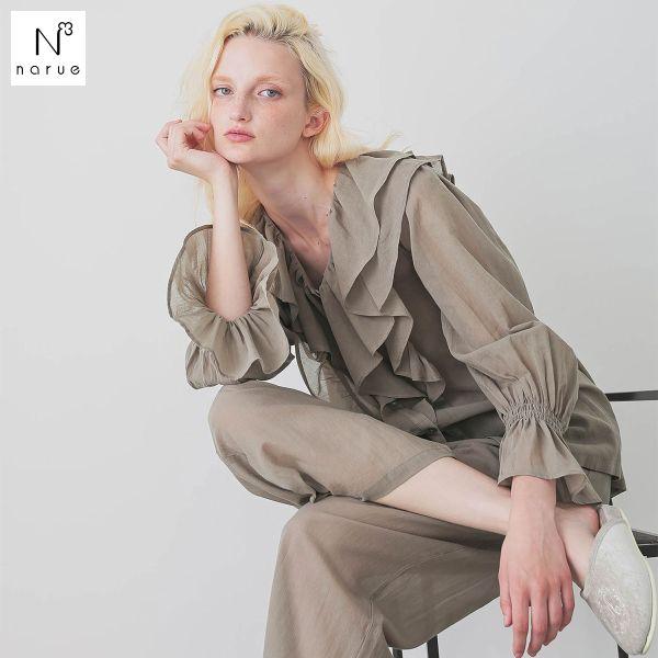 ナルエー パジャマ 80sジョーゼットヴェルーナパジャマ 上下セット セットアップ ルームウェア 長...