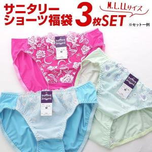 ショーツ メール便(15) サニタリーショーツ 羽つきナプキン対応 福袋 おまかせ 3枚組 セット M L LL 生理用ショーツ