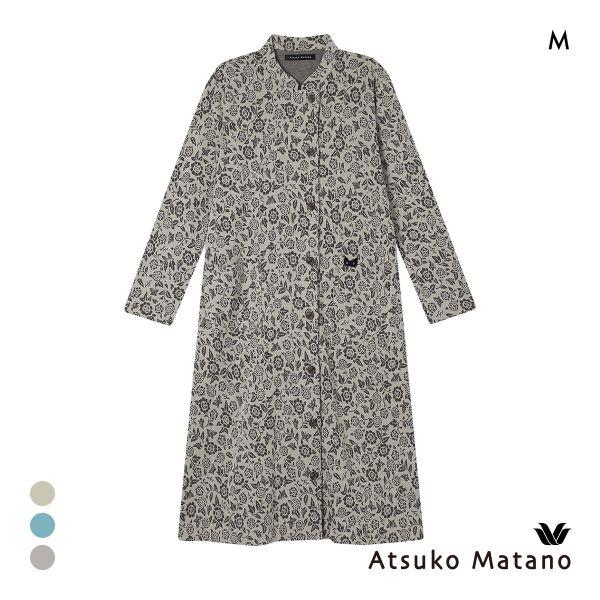 ワコール マタノアツコ くろねこ 長袖 ルームウェア パジャマ ワンピース 綿100％ スタンドカラ...