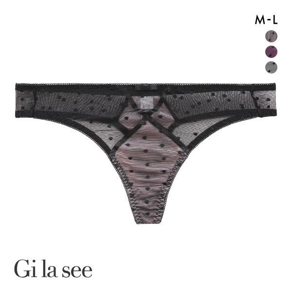 ギャラシー 美乳ブラ サテン×ポルカドット フレンチシック Tバック ショーツ ML 総レース タン...