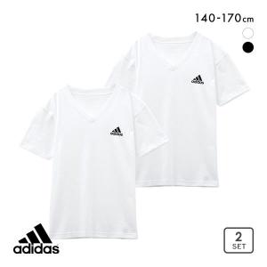 アディダス adidas 2P 半袖 Tシャツ 2枚組 Vネック インナー ロゴ キッズ ジュニア 男の子｜SHIROHATO(白鳩)