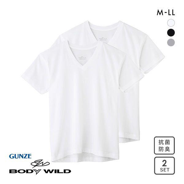 グンゼ GUNZE ボディワイルド BODY WILD VネックTシャツ メンズ 2枚組 抗菌防臭 ...