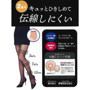 伝線しにくい 着圧ストッキング 2足組 キュッ...の詳細画像1