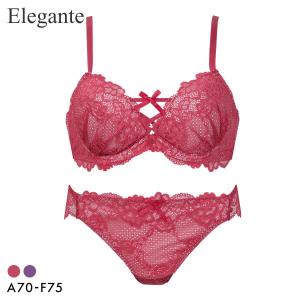 ブラジャー ショーツセット エレガント 総レースリボン ブラセット ABCDEF 大きいサイズ グラマー 下着 Elegante レディース