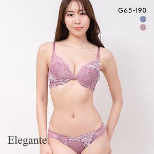 エレガント Elegante ボタニークフラワーアップリケ ブラセット GHI65-95 グラマー 脇肉 谷間 ブラジャー ショーツ セット｜shirohato