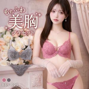 エレガント クロスストリング総レース ブラセット BCDEF80-95 大きいサイズ グラマー 盛り 下着 ブラジャー ショーツ セット Elegante
