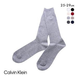 カルバン クライン Calvin Klein メンズ ソックス クルー丈 ワンポイント リブ 25-27cm 27-29cm｜shirohato
