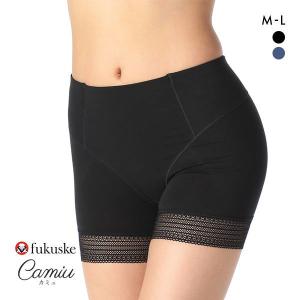 福助 Fukuske CAMIU ソフトガードル 綿混レース 一分丈 ガードル ロング 補正下着