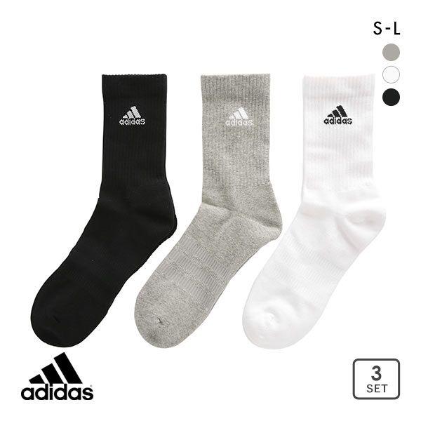 アディダス adidas クルー丈 ソックス 靴下 レディース メンズ 3足組