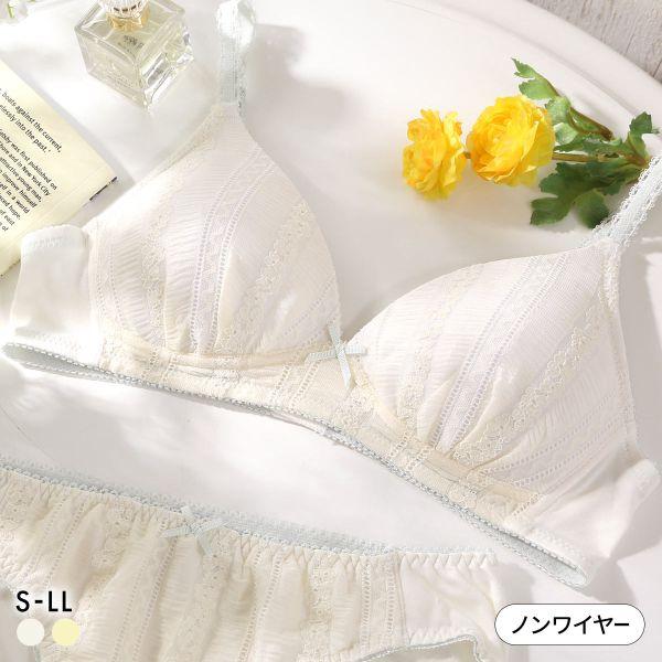 カジュアルフィーリング 縦レース ノンワイヤーブラ レディース リラクシング ワイヤレスブラ 単品 ...