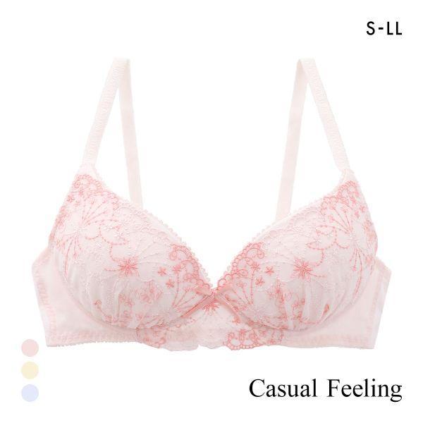ブラジャー カジュアルフィーリング シフォン刺繍レース ノンワイヤー レディース リラクシング Ca...
