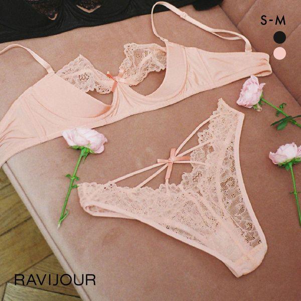 ラヴィジュール ピーカーブー ブラ＆ショーツセット ノンパテ ブラジャー スタンダードショーツ セク...