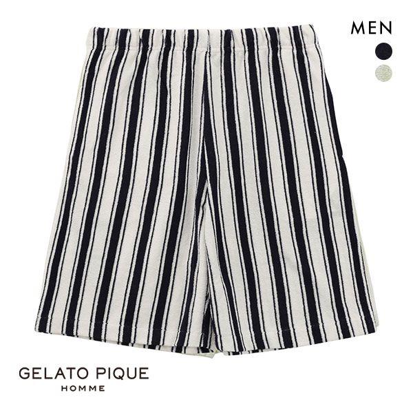 ジェラートピケ オム GELATO PIQUE メンズ HOMME ストライプパイルハーフパンツ ジ...