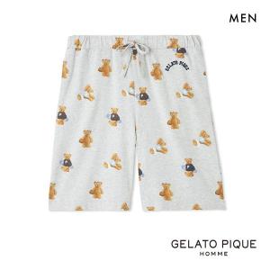 ジェラートピケ オム メンズ スポーティベア総柄ハーフパンツ ジェラピケ パジャマ ルームウェア gelato pique HOMME
