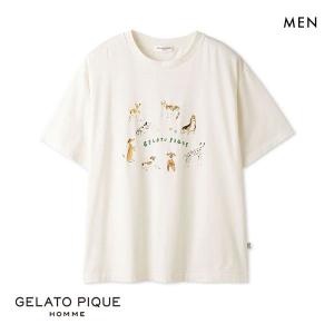 ジェラートピケ オム GELATO PIQUE メンズ ヒラノトシユキ HOMME DOGワンポイントTシャツ ジェラピケ パジャマ ルームウェア｜shirohato