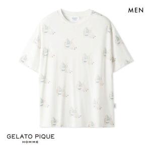 ジェラートピケ オム GELATO PIQUE メンズ COOL HOMME しろくま柄Tシャツ ジェラピケ パジャマ ルームウェア｜shirohato