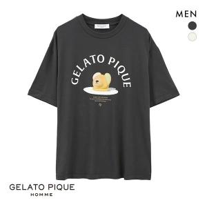 ジェラートピケ オム GELATO PIQUE メンズ 接触冷感 HOMME レーヨンベアケーキモチーフTシャツ パジャマ ルームウェア｜shirohato