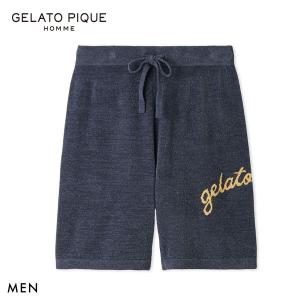 ジェラートピケ オム メンズ ロゴジャガードハーフパンツ ジェラピケ パジャマ ルームウェア GELATO PIQUE HOMME