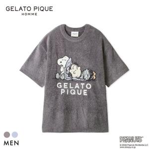 ジェラートピケ オム PEANUTS メンズ スムーズィージャガードプルオーバー スヌーピー SNOOPY ジェラピケ パジャマ GELATO PIQUE HOMME｜SHIROHATO(白鳩)