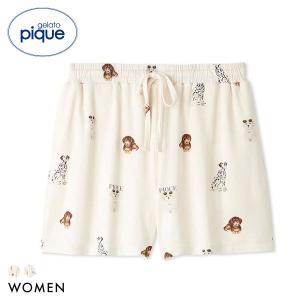 ジェラートピケ レディース 接触冷感 ファッションCATS&DOGS柄ショートパンツ ジェラピケ ルームウェア gelato pique