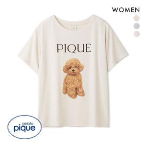 ジェラートピケ gelato pique レディース トイプードル柄ワンポイントTシャツ